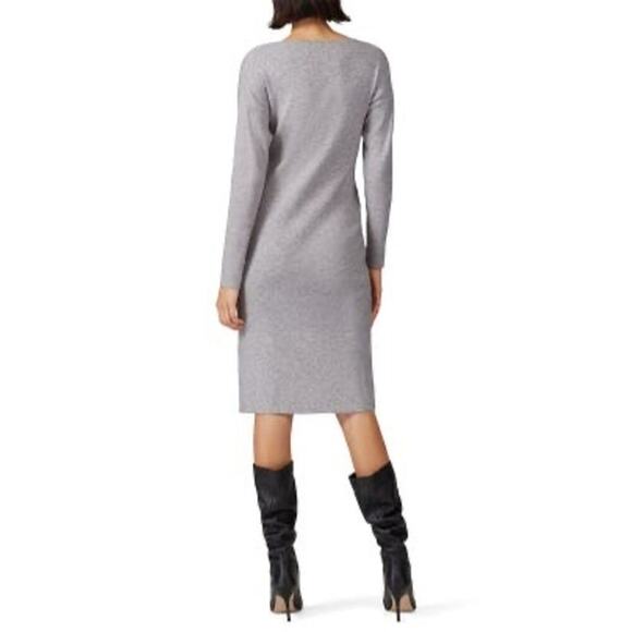 CAARA Women's Light Grey Sweater Knot at Waist Bintu Midi Dress Size Extra Small - Picture 2 of 12